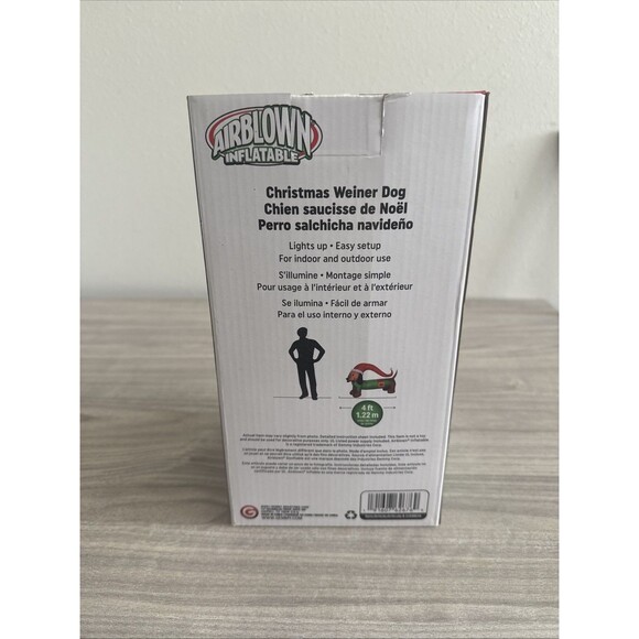 Dachshund Weiner Dog Inflatable w/ Santa Hat Christmas Airblown Gemmy 4 Feet LED - Picture 3 of 6